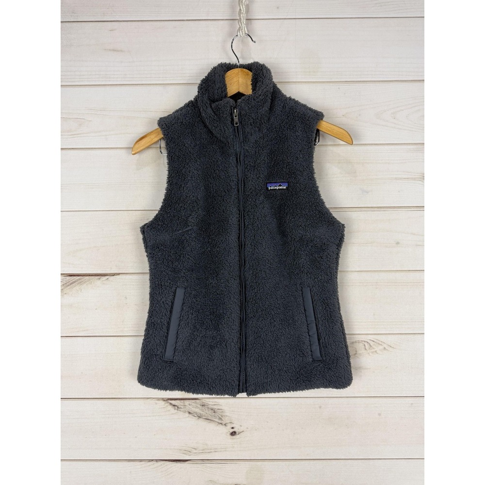 Patagonia Vest Womens Small Gray Fleece Sherpa Full Zip Lined Outdoor Pockets
